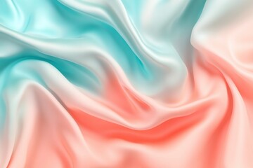 Obraz premium Soft Flowing Fabric in Smooth Pastel Turquoise and Coral Texture on Elegant Background