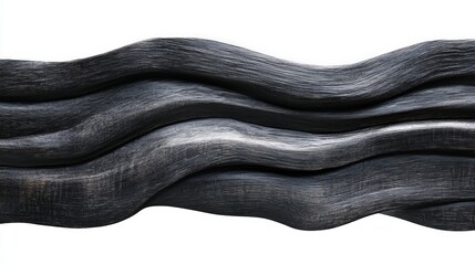 Stunning Abstract Wavy Wooden Sculpture Showcased Against a Crisp White Background, Emphasizing Artistic Design and Natural Materials.
