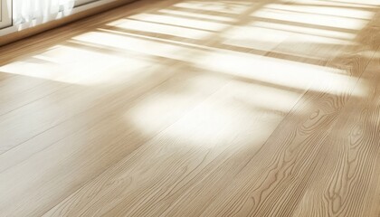 Sunlit Wooden Floor with Gentle Shadows in a Bright Room