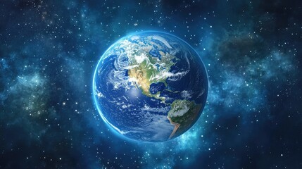 Fototapeta premium Stunning View of Earth From Space Surrounded by Stars and Galaxies