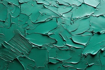 Textured Green Abstract Oil Paint Brush Strokes Closeup on Canvas Artwork Background