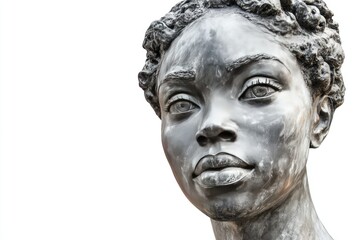 A Grey Stone Sculpture of a Womans Head