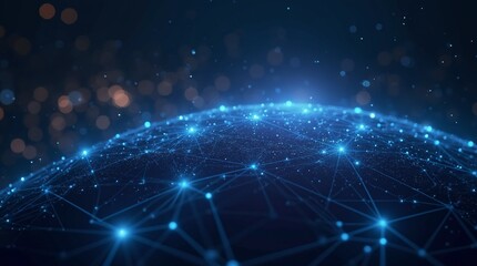 Obraz premium Digital cyberspace with particles and Digital data network connections concept.
