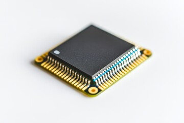 Microchip processor isolated on white background