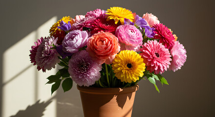  The essence of nature's vitality is captured in a lively arrangement of blossoms.
