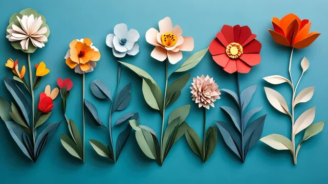 Colorful paper flowers swaying gently in the breeze