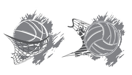 Basketball and volleyball pop art design- vector illustration.