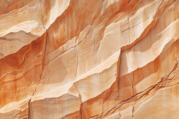 Fototapeta premium Closeup of Orange and Beige Sandstone Layers with Natural Textures and Cracks in Sunlit Desert