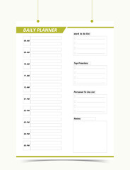 Minimalist Printable vector planner template design, Daily planner for every day, Schedule, tasks, notes for the every day and simple printable to do list, Vector graphic set for daily routine.