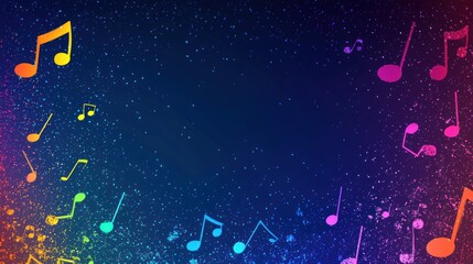 Colorful music notes background, perfect for presentations or social media