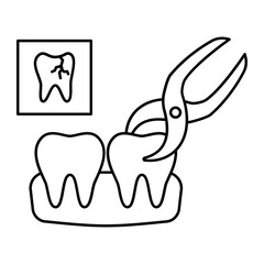 Teeth Extraction at dentist clinic concept, defected tooth pulling or removal using dentistry pliers vector icon design, Dentistry symbol, Healthcare sign, Dental instrument illustration