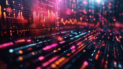 Abstract Digital Visualization with Colorful Data Streams and Waves