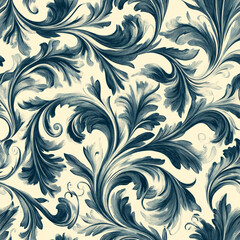 Elegant floral pattern with swirling leaves