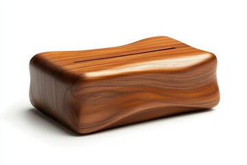 Wooden Piggy Bank on White Background - Aesthetic Financial Storage Solution for Saving Money and Budgeting