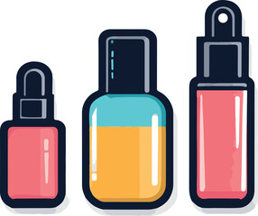 Bottles and Tubes Beauty Cosmetology Products Set Vector Flat Icons Illustration Isolated White Background