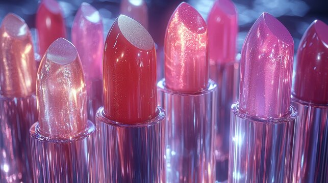 Stylish Collection of Colorful Lipsticks on a Gleaming Surface