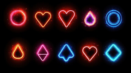 Fiery Neon Casino Suits, Dark Background, Game Design