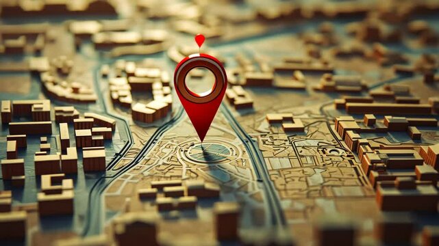 Zooming into a 3d city map with focused location marker animation