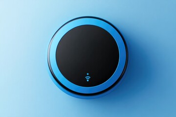 Blue and Black Circular Wireless Device on Blue Background