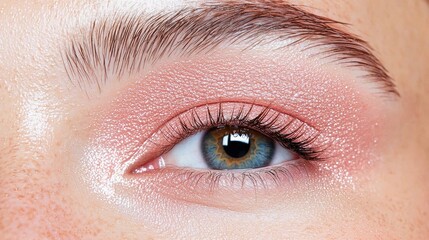Fototapeta premium Close-up eye makeup, pink eyeshadow, beauty (1)
