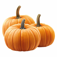Fototapeta premium Realistic Orange Pumpkins with Detailed Texture and Stems Isolated on Transparent Background. Generative Ai.