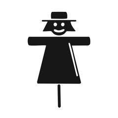 woman with hat, female scarecrow silhouette style icon design