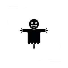 Funny smiling ghost. Black icon on white background. Vector illustration.