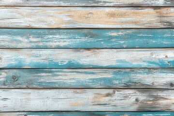 Obraz premium Rustic Weathered Wooden Planks with Blue and White Paint Distressed Surface Background