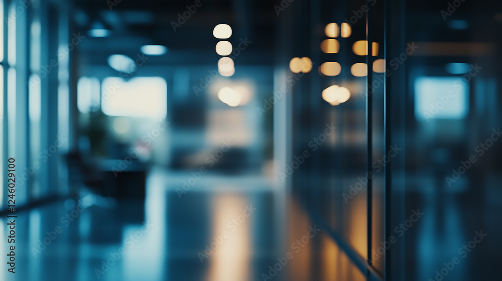 Wall mural blurred lights of a city street at night, creating an abstract bokeh background with warm tones and 