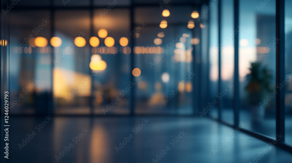 Wall mural blurred lights of a city street at night, creating an abstract bokeh background with warm tones and 