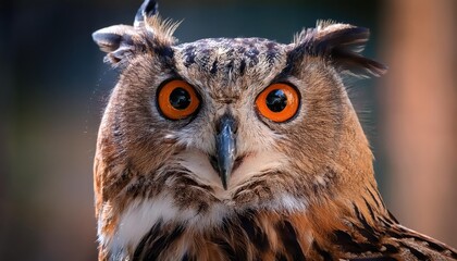 Fototapeta premium Striking Portrait of a Wise and Vigilant Owl, Capturing the Intensity and Intrigue of its Expressive, Bright Eyes