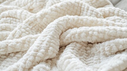 Soft and inviting, this plush blanket creates a tranquil atmosphere, perfect for relaxation. The gentle, textured fabric and neutral color enhance the warmth of any cozy nook