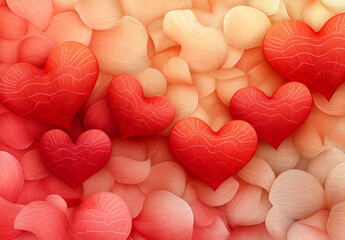 Obraz premium A seamless pattern of red hearts and swirls, creating an elegant Valentine's Day background with a touch of romance.