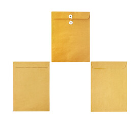 Brown envelope isolated on white background with clipping path included.