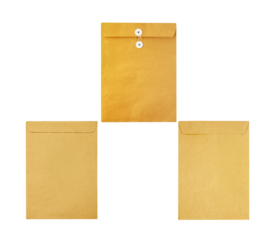 Brown envelope isolated on white background with clipping path included.