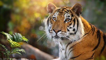 Fototapeta premium Majestic Tigress Stalking Through Dense Jungle, Showcasing Power and Grace in Aweinspiring Slow Motion K Footage.