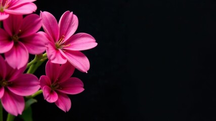 pink flowers lie on a black background