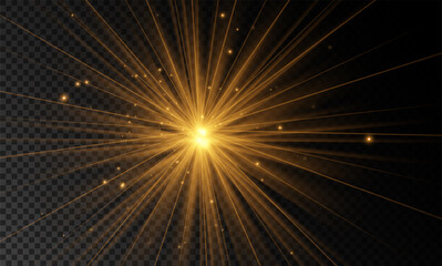 Fototapeta premium Light effect set. Glow isolated white transparent light effect set, lens flare, explosion, glitter, dust, line, sun flash, spark and stars, spotlight, curve twirl. Sunlight, abstract special effect.