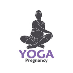 Vector illustration of a pregnant woman doing yoga pose with minimalist and modern design. This image is suitable for use in promotional materials for prenatal yoga classes, maternal health, and etc.