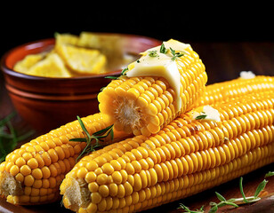 boiled corn with butter