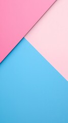 A vibrant geometric composition featuring pastel pink and blue triangles creating a modern, minimalist aesthetic.