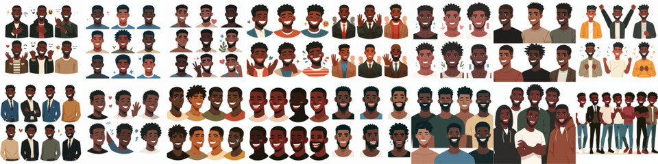 young male avatar vector set