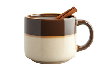 Coffee Mug with Steamy Cappuccino Isolated on Transparent Background
