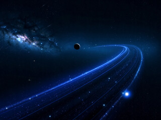 Future science and technology science fiction space background Interplanetary highway space travel
