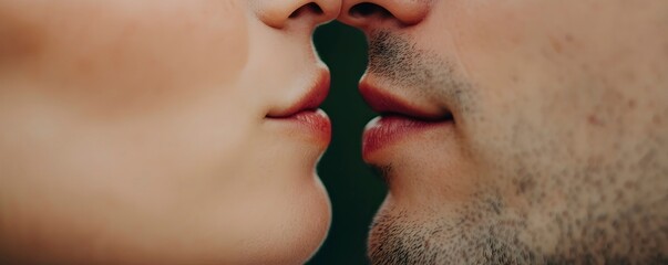 Obraz premium Close-Up of Tender Moment Between Two People Sharing a Kiss