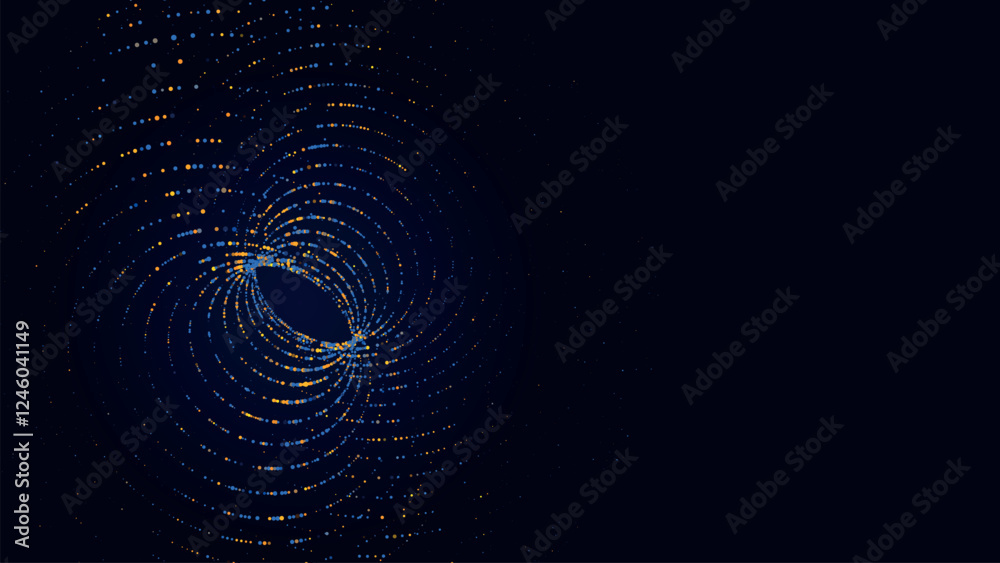Wall mural technology wireframe circle tunnel on dark background. futuristic 3d wormhole grid. digital dynamic 