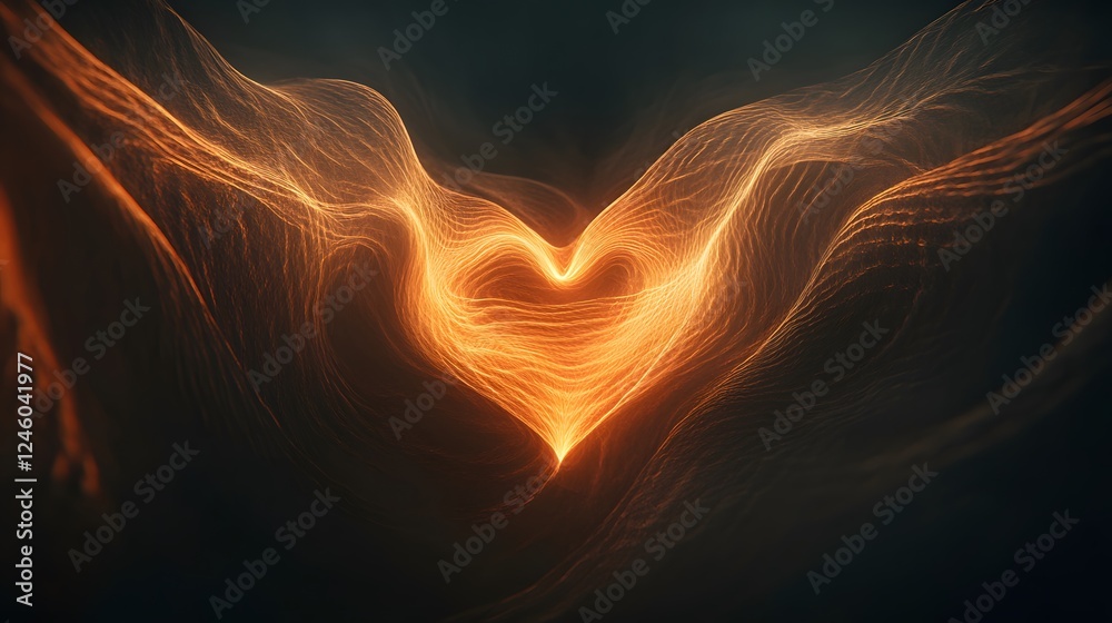 Wall mural an abstract interpretation of listening to the heart, with soft, glowing waves emanating from a larg