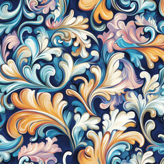 Ornate floral pattern with vibrant swirling leaves