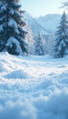 Snowflakes blanket the landscape in a frozen white sheet, calm, snowy, landscape