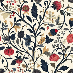Floral pattern with intricate leaves and flowers
